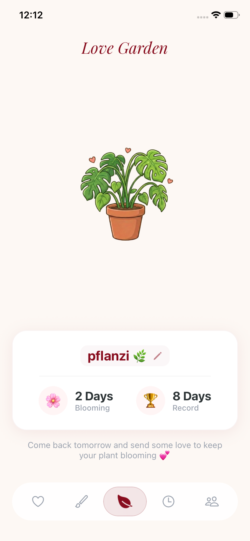 Love Garden screen with growing plant